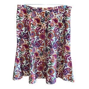 VTG Marshall Field's Silk Skirt Floral Print A-Line‎ Midi Purple Orange Size 16